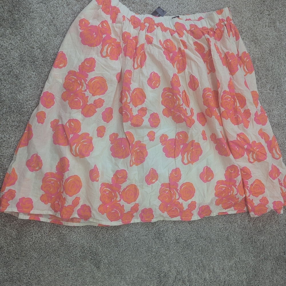Lane Bryant A-Line Skirt with Orange and Cream Floral Pattern - Picture 5 of 5